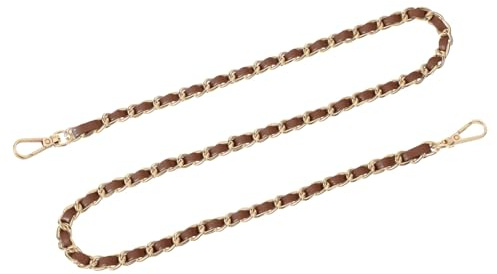 QUARKZMAN Reemplazo Cadena Bolso, 80cm Correa para Bolso Bandolera de Bolso para Mujer Cadena Metálica Plana PU Accesorio para Bolso de Mano Bolso Cruzado Crossbody (Dorado Marrón Oscuro)