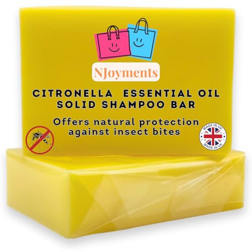 NJoyments Citronella Essential Oil Solid Shampoo Bar | Soap Bag Included | Natural Mosquito Repellent | Nourishes and Promotes Healthy Strong Hair | Reduces Dandruff Head Lice | For Men and Women