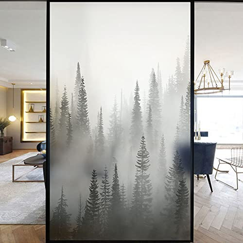 Lámina decorativa para ventana, con efecto de niebla de bosque esmerilado, tinte natural, 50 x 200 cm, mejora la estética del hogar y el control de luz, fácil de aplicar, extraíble