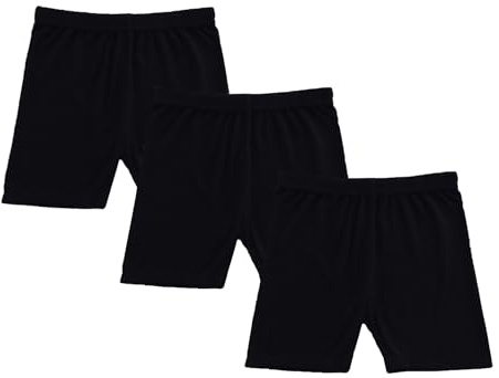 Zzxlw Shorts för flickor, cykelbyxor, barn, korta byxor, 3-pack, leggings, sommarshorts, yogabyxor, elastiska löparshorts för 7–12 år, Svart x 3, 11-12 år
