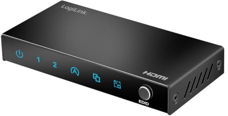 LogiLink HD0066 – HDMI-splitter med 1 x ingång (källa) och 2 x utgångar (utgångsenheter som TV, projektorer) i 4K/60 Hz, HDCP, EDID, HDR, CEC, downscaler