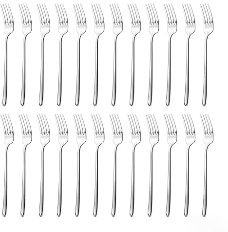 LUMITERRA Set 24 Pezzi Forchette da Tavola, in Acciaio Inox, 20.7 cm, Lucidate a Specchio, Texture liscia, comoda da tenere, Lavabili in Lavastoviglie, Uso per Casa, Albergo o ristorante