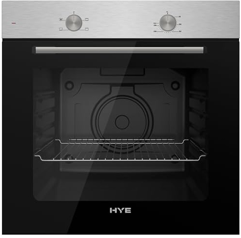 60cm Built-In Electric Static Oven, Stainless Steel Panel & Black Glass Door, 4 Cooking Functions, Low-E Double Glass & Cooling Fan – C01BI60SF17