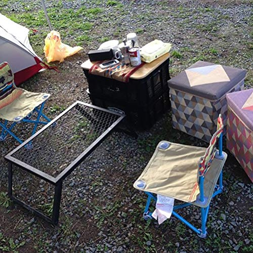 Masyrt My Portable Folding Campfire Grill with Steel Mesh Grill Top, Durable Locking Legs, Perfect for Outdoor Cooking, Camping, Fishing (Black)