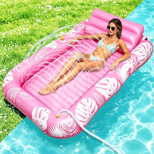 Fauteuil Piscine Gonflable, Tanning Pool Adulte avec Porte Gobelet, Poignées et Dossier, Hamac Piscine de Bronzage 200 × 124 cm, Matelas de Bronzage Eau pour Fêtes de Jardin, Plage et Piscine