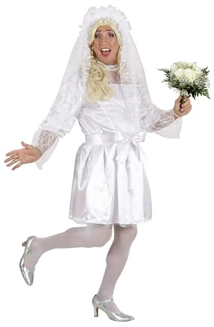 W WIDMANN MILANO Party Fashion - Costume da sposa maschile, vestito, cintura, copricapo con velo, drag queen, carnevale, festa a tema