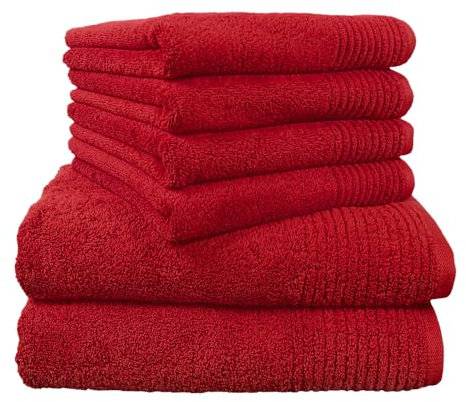 Dyckhoff Handtuchset Brillant, 2 Badetücher 70 x 140 cm und 4 Handtücher 50 x 100 cm, 6-teilig, Kirsche