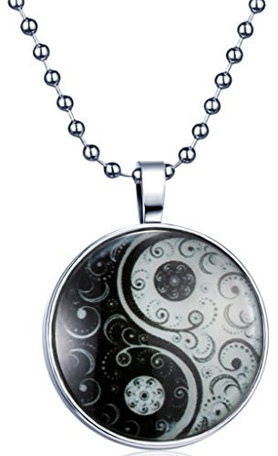 Yumilok Tai Chi Yin Yang Nachtleuchtend Anhänger Halskette Legierung Medaillon Amulett Kettenänhanger für Damen Herren, Blaues Licht