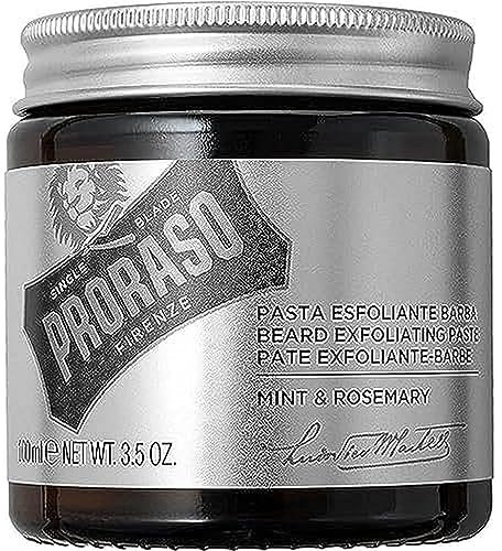 Proraso Pasta Esfoliante Barba Menta & Rosmarino, 100ml, Scrub per la cura della barba per barbe medie e lunghe dalla fragranza rinfrescante, Made in Italy