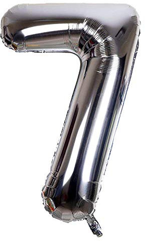 Palloncino Gonfiabile Numero per Compleanni / Feste Dimensione 35cm Colore Argento (Numero 7)