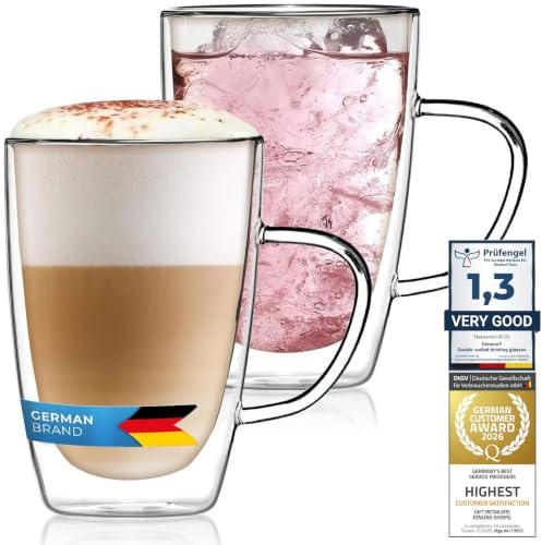 Dubbelväggkopp 300ml tekopp termokopp kaffekopp glaskopp handblåst av Dimono (2 stycken)
