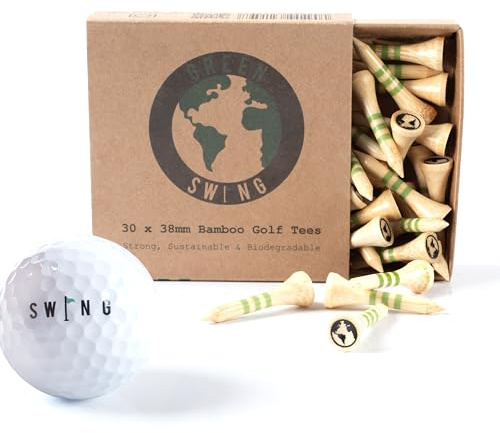 Green Swing Tee da golf in bambù, resistenti, biodegradabili, 30 pezzi, 38 mm, 54 mm, 70 mm o 83 mm (38 mm, piccoli, 30 pezzi)