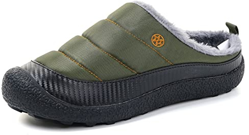 Gaatpot Mens Womens Winter Slippers Fur Lined Warm Non-Slip Indoor Outdoor Houseshoes Green-New 12UK=47CN