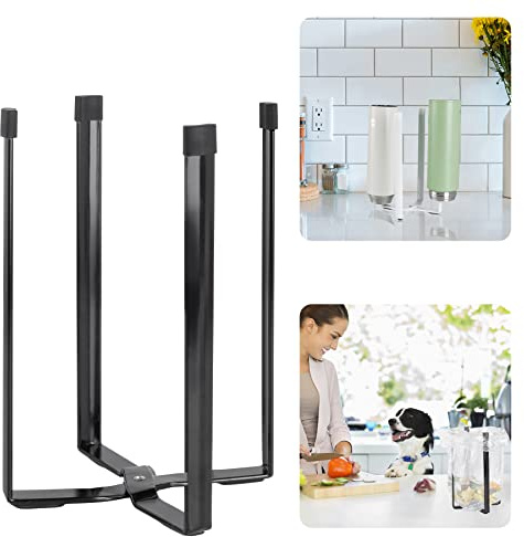 Bottle Drying Rack, Plastic Bag Drying Rack for Kitchen Countertop (Black)