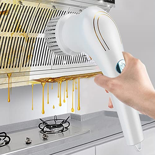 Wisada Elektrische Reinigungsbürste, IPX7 Wasserdicht Handheld Reinigungsbürste 360 ° Spin Scrubber Reinigungsbürste mit 5 Austauschbaren Bürstenköpfen für Küche, Badezimmer,Fenster, Bodenplatte