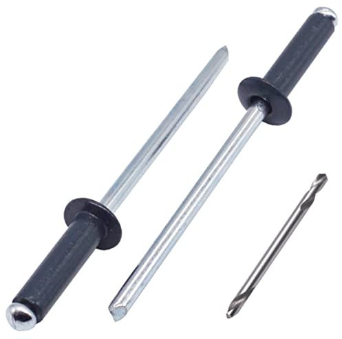 SKIR'CO (150 Stück) Blindnieten lackiert 4,0 x 16 mm, Aluminium Popnieten, Bohrer enthalten (Anthrazitgrau RAL 7016)