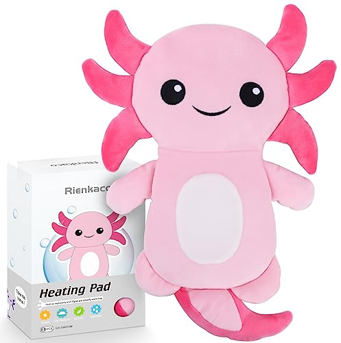 Microwave Heating Pad for Period Cramps Pain Relief, 16Ă12, Pink Axolotl