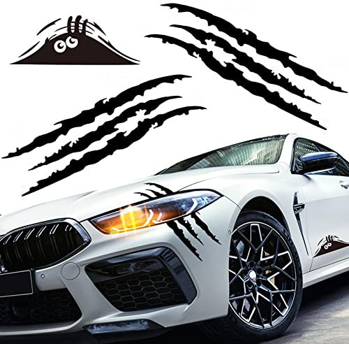 Monster Klaue Aufkleber, 3-Teilige Kratzer Auto Schwarz Scheinwerfer Sticker Wasserdicht Mit Peeking Monster Dekoration