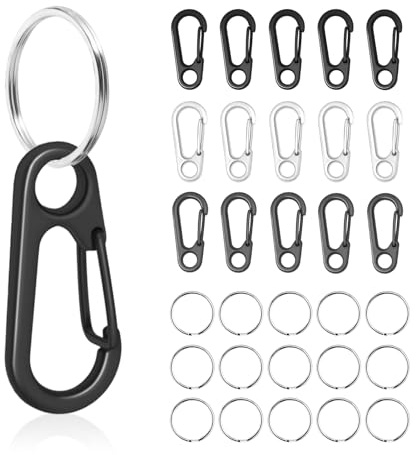 CooBigo 15 Set Key Ring Keychain Carabiner Clip 3/4 O-Ring Sring Snap Key Chain Hooks for Flashlight Keys Lanyard (Multicolor)