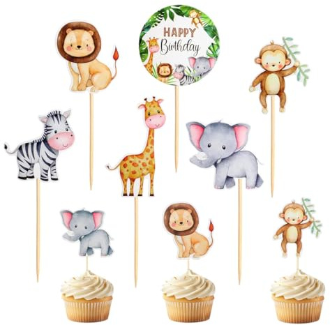 FDCGAS Decorazioni Torta Compleanno - 30 PCS Decorazione per Cupcake, Set di Decorazioni per Torte, Decorazione della Torta per la Festa degli Animali, per Feste di Compleanno, Matrimoni(6 Modelli)