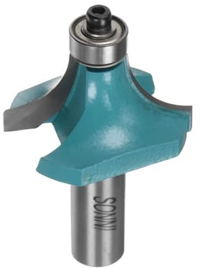 QUARKZMAN Fresa per Bordi Arrotondati 1/2 Attacco 9/16 Punta Arrotondata con Bordo Arrotondato in Carburo con Guida per Cuscinetto Fresa Lavorazione Legno, Ciano
