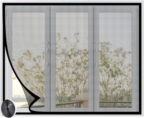 Moustiquaire en tissu de fibre de verre, pose autocollante facile sans perçage, pour fenêtres de terrasse, salons, fenêtres de sous-sol, 80 x 100 cm, noir