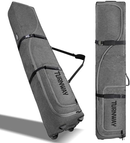 TurnWay Premium Padded Snowboard/Ski Bag with Wheels for Air Travel, Double Rolling Ski Bag Heavy Duty Waterproof Boot Bag Fit 2 Sets Skis/Single Snowboard Up to 190 CM