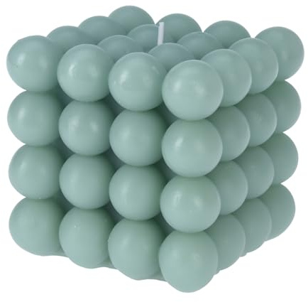 Deko Bubble ljus grön stor 10 x 10 cm bubbelljus 630 g fyrkantigt dekorativt ljus vaxljus