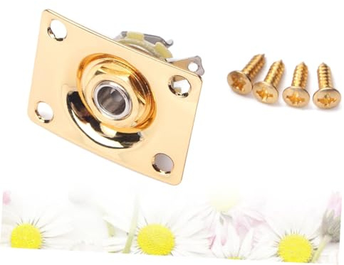 ULDIGI Guitar Jack Plate Socket 1/4 Inch Output Jack with Screws for Electric Guitar and Bass Replacement Hardware Gold Finish Durable Accessory