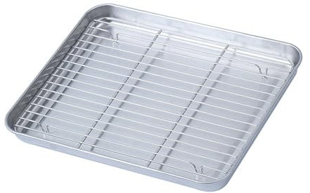 BRRNOO Telaio da Forno con Griglia, Cornice da Forno con Griglia a Rete per Cucina Addensato Multifunzionale Facile da Pulire la Teglia da di Teglia per Drenamento per in Acciaio Inossidabile