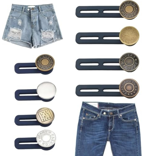 8 Stück Hosenbunderweiterung Hosenknopf,Hosenbunderweiterung Knopf, Verstellbarer Hosenknopf Verlängerung,Hosen Expander Button,Jeans Knöpfe und Hosen Expander Button Set für Jeans Hosen