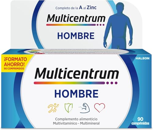 Multicentrum Hombre Multivitamínico Multimineral, Sin Gluten, 90 Comprimidos