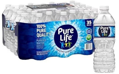 Pure Life Purified Water – 16.9 fl oz (500 ml) Bottles, Pack of 35 – Crisp Mineral-Enhanced Hydration, Zero Calories, Eco-Friendly Recyclable Bottles