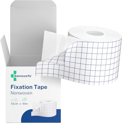 Sanosafe® Medical Fixation Tape for Dressings 7.5 cm x 10 m | Hypoallergenic and Breathable Adhesive Bandage for Skin and Wound Care | Soft White Roll for Professional and Home Use