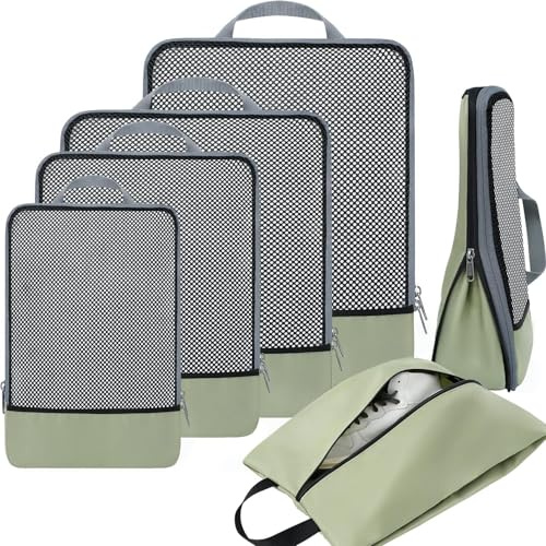 Eono, Set med 3/4/6, bagageförvaring, kompressionsväska för resor, smink, kläder, organiseringsväska, resväska, kompressionspackkuber