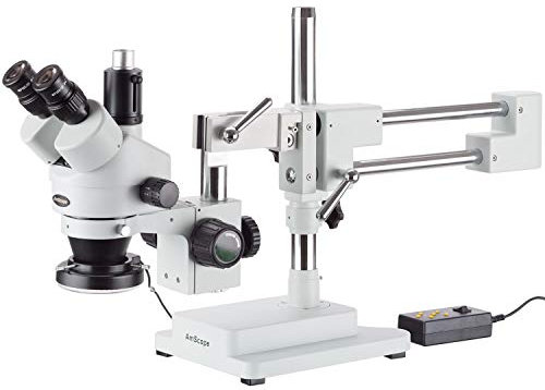 AmScope SM-4TZ-144A Trinokulares Stereomikroskop mit 4-Zonen-144-LED-Ringlicht, Ausgezeichnet mit Dem Top-Mikroskop Nr. 1 2017 auf Ezvid, 3.5X-90X, Weiß