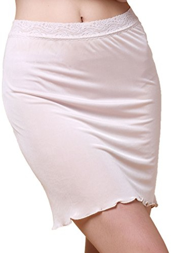 Paradise Silk Enagua de seda pura de punto, 48,3 cm, media braga, beige, 36