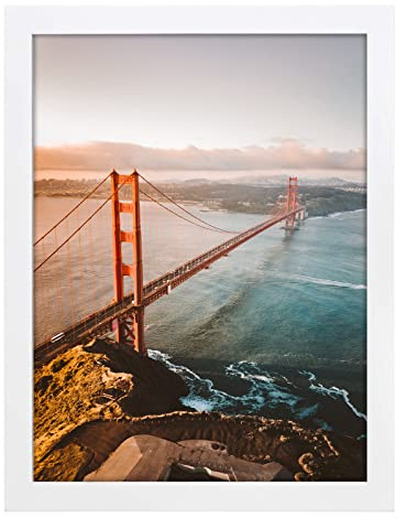 Golden State Art 16x20 Wood Picture Frame with Real Glass and 1.25'' Wide (White)