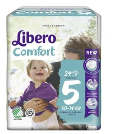 Pannolini Libero Comfort Misura 5 - Kg 10/16 - 192 pezzi (8 pacchi da 24)