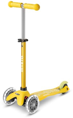 Micro® Mini Deluxe LED | Patinete Infantil Premium 3 Ruedas con Luces LED sin Pilas| Manillar Ajustable y Desmontable | Plataforma Antideslizante | Giro por Inclinación | Niños y Niñas | +2 Años