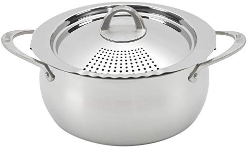 Bialetti Multi-Pot Ovale 6 Quart con Coperchio colino, Inossidabile Alluminio, Acciaio Inox, Whole Pasta, Corn, Lobster