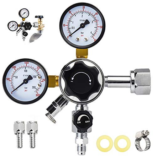 MRbrew Updated 0-60PSI CGA-320 Keg CO2 Regulator, Thread Outlet