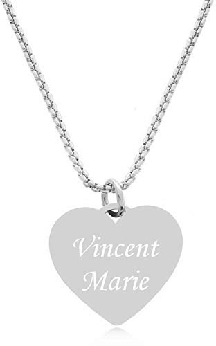 TIMANDO Damen Herzkette mit Gravur, Personalisierte Kette mit Herz Anhänger in silberfarben, Geschenk für Freundin Jahrestag