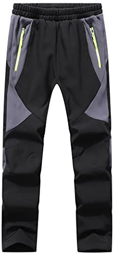 BenBoy Kinder Softshellhose Gefüttert Skihose Thermohose Wasserdicht Winter Schneehose Jungen Mädchen Wanderhose Outdoorhose,KZ0008-Black-L