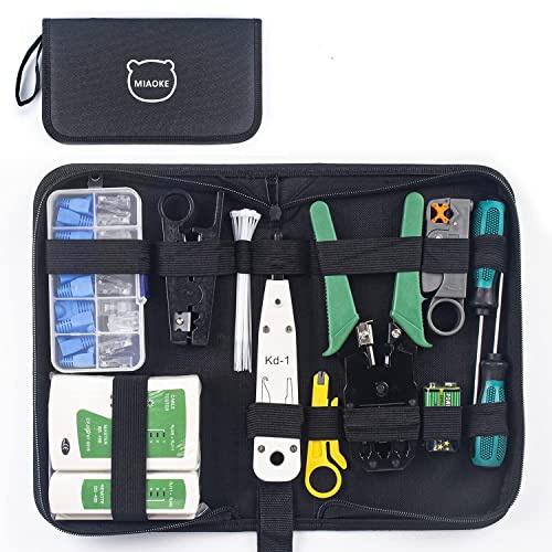MIAOKE 21 in 1 Kit d'outils de réseau, Testeur de Network Réseau Cable Kits d'outils de Réparation d'Ordinateur, Réseau Ensemble d'Outils Approprié au Bricolage, au Ménage, à l'Usine