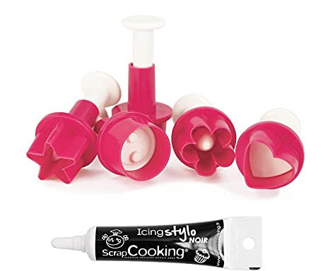 5 découpoirs pâte à sucre + Stylo de glaçage noir