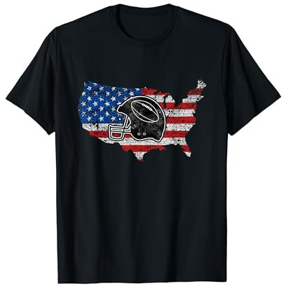 American Football Flagge & Football Helm Vintage Rugby Ball T-Shirt