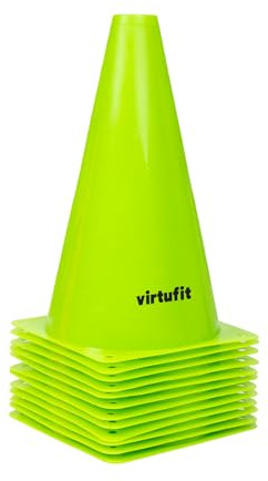VirtuFit Pylonen Set - 23 cm - 12 Stück - Grün - Fußball-Trainingskegel - Fußballsport