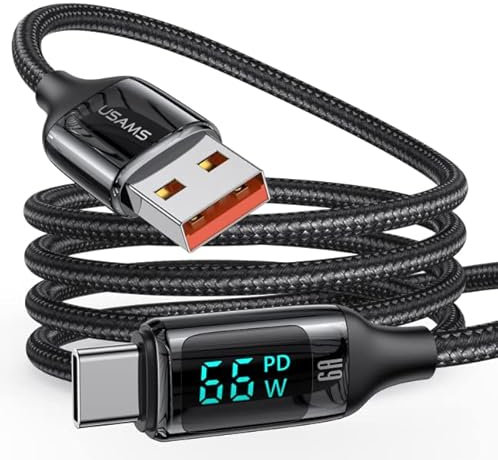 enablink Usb C Kabel, 6A 66W Pd Usb C Kabel Usb C Mit Bildschirm Qc 4.0 1,2M Nylon Typ C Ladekabel FüR Phone 15 Pro Samsung Galaxy S21 S20 Huawei Mate 40/30/20 Huawei P40 Oneplus 3 Xiaomi,Typ C Handy