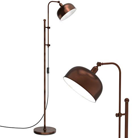 COSTWAY Industrial Floor Lamp, Adjustable Height & Metal Head Standing Lamps, Rustic Farmhouse Task Lighting Reading Lamp for Living Room Bedroom Office, E27 Socket
